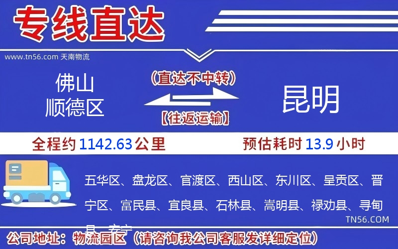佛山順德區到昆明物流公司 佛山順德區到昆明物流公司